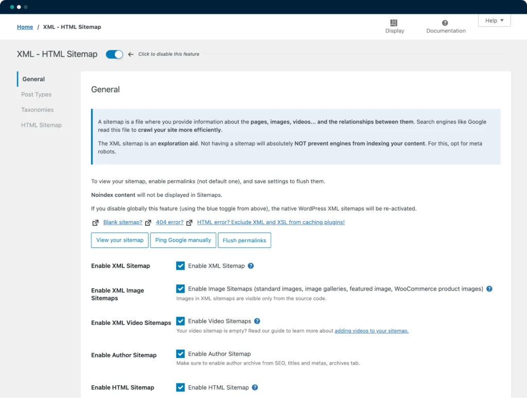 seopress review : sitemap settings