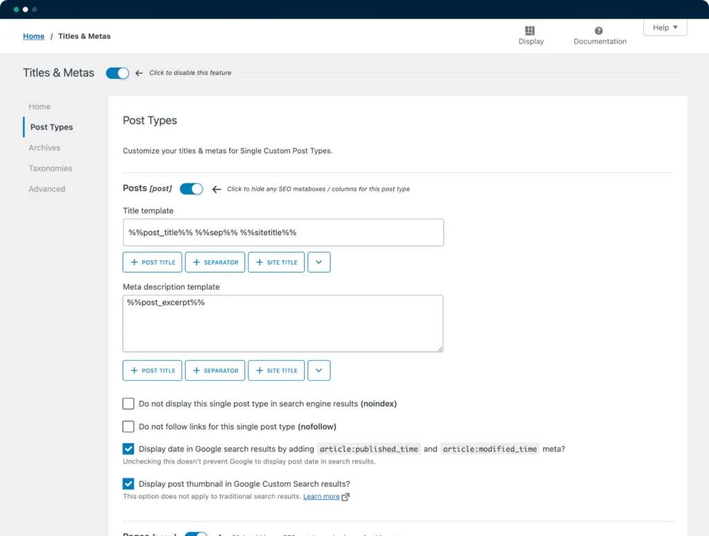 SEOpress review: Customization Options